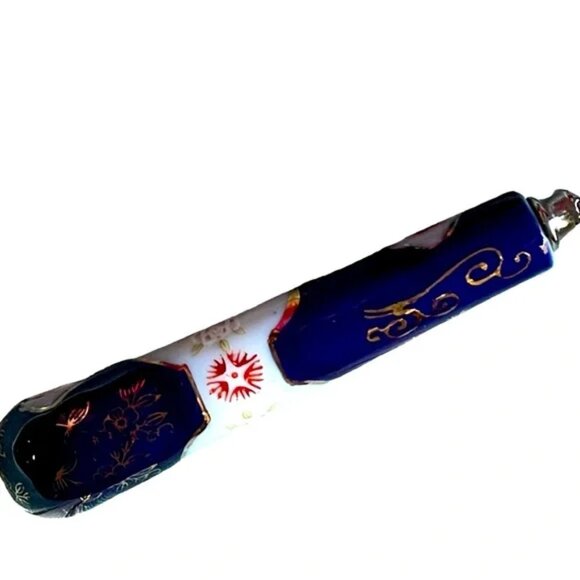 CLOISONNÉ SALAD SERVERS stainless steel SHEFFIELD ENGLAND floral pattern EUC - Picture 8 of 16